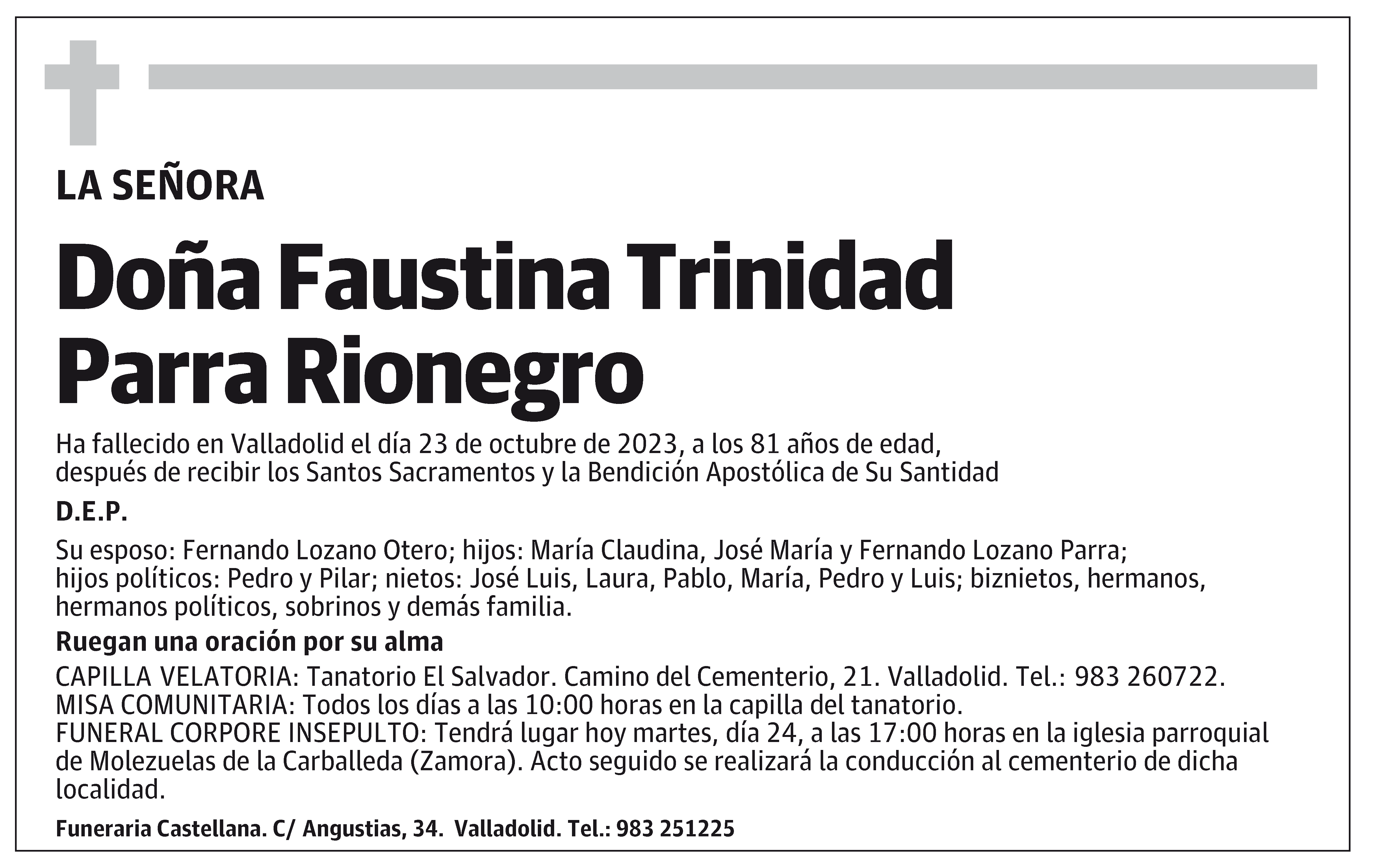 Faustina Trinidad Parra Rionegro