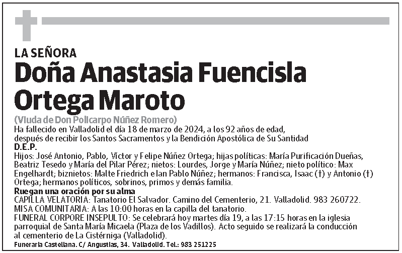Anastasia Fuencisla Ortega Maroto