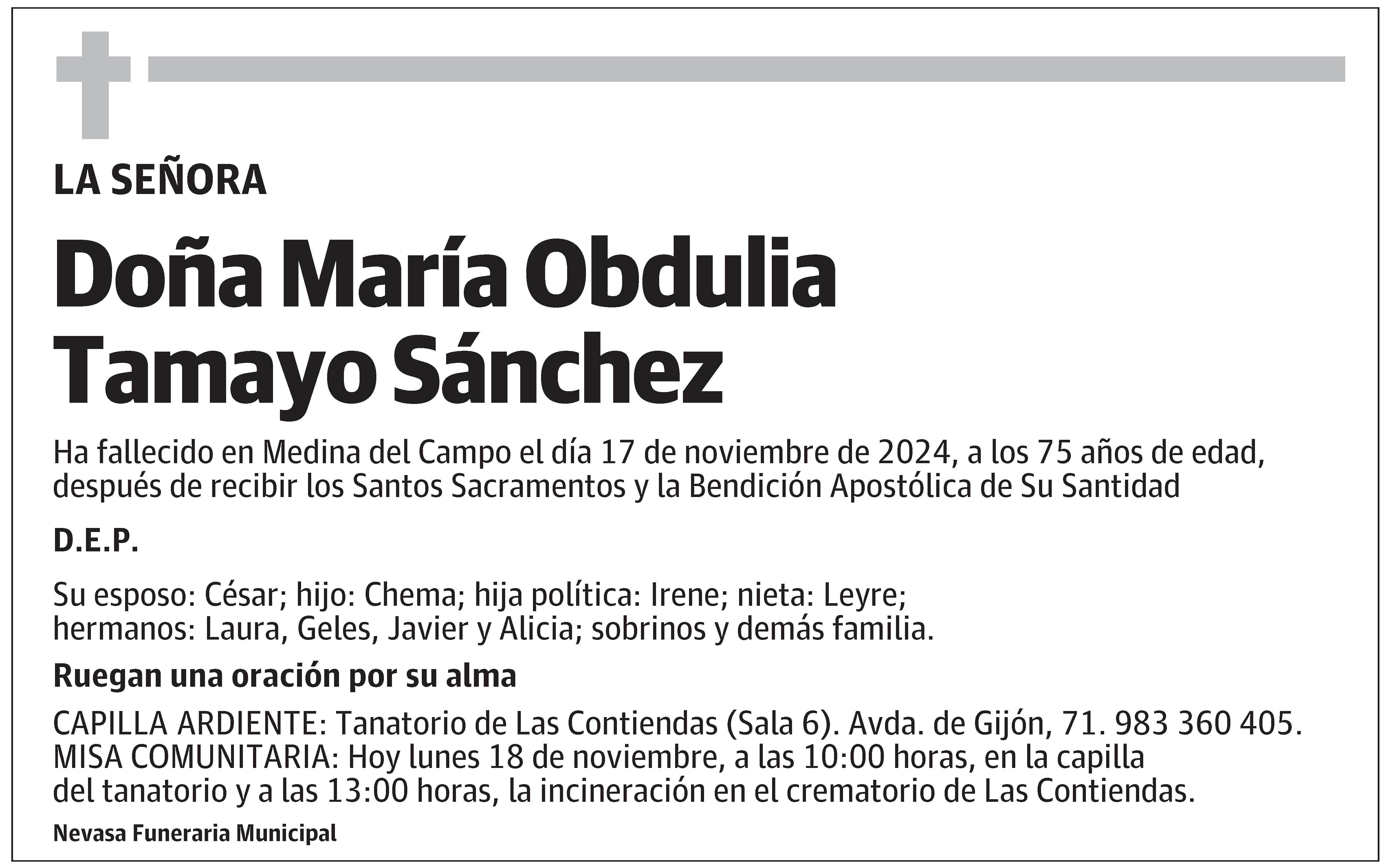 María Obdulia Tamayo Sánchez