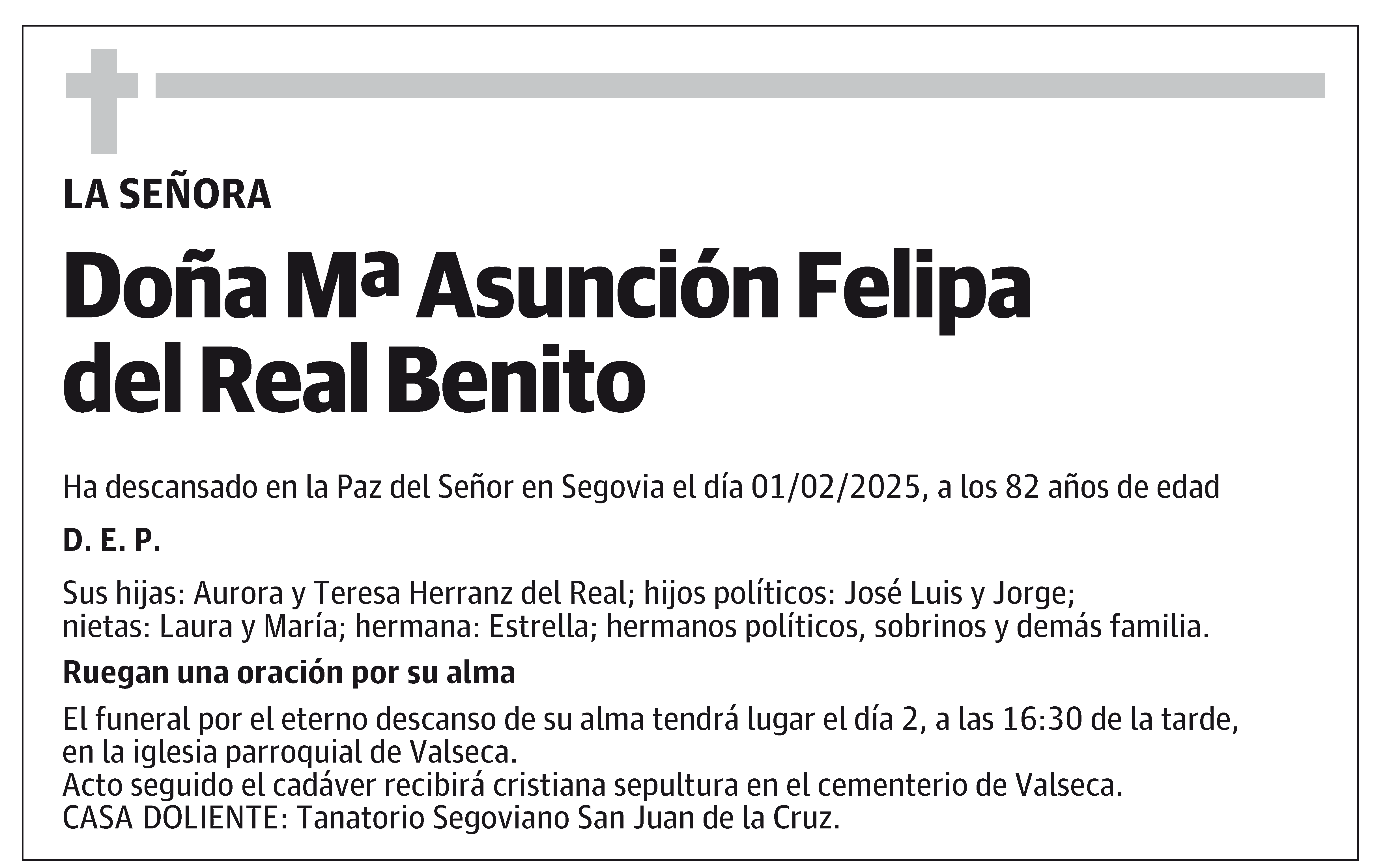 Mª Asunción Felipa del Real Benito