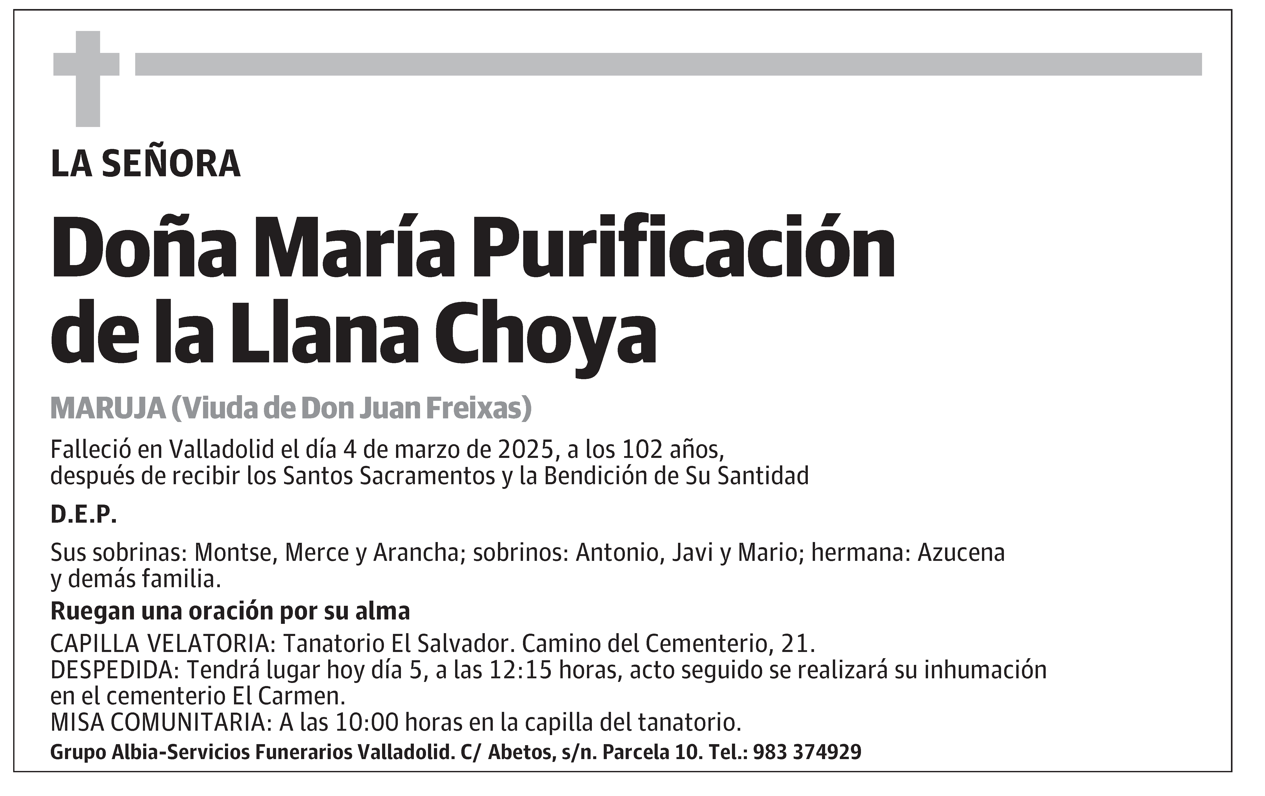 María Purificación de la Llana Choya