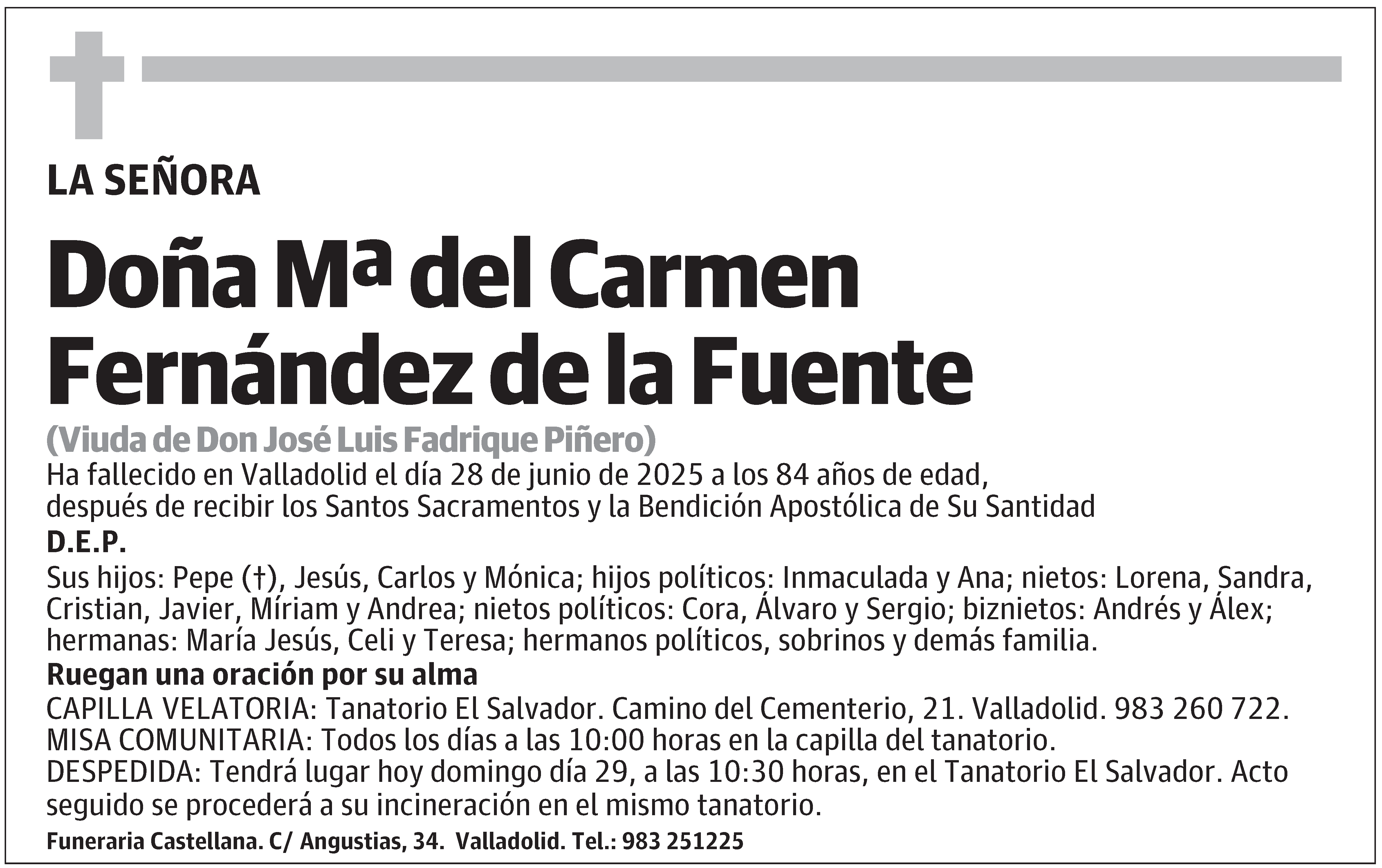 Doña Mª del Carmen Fernández de la Fuente