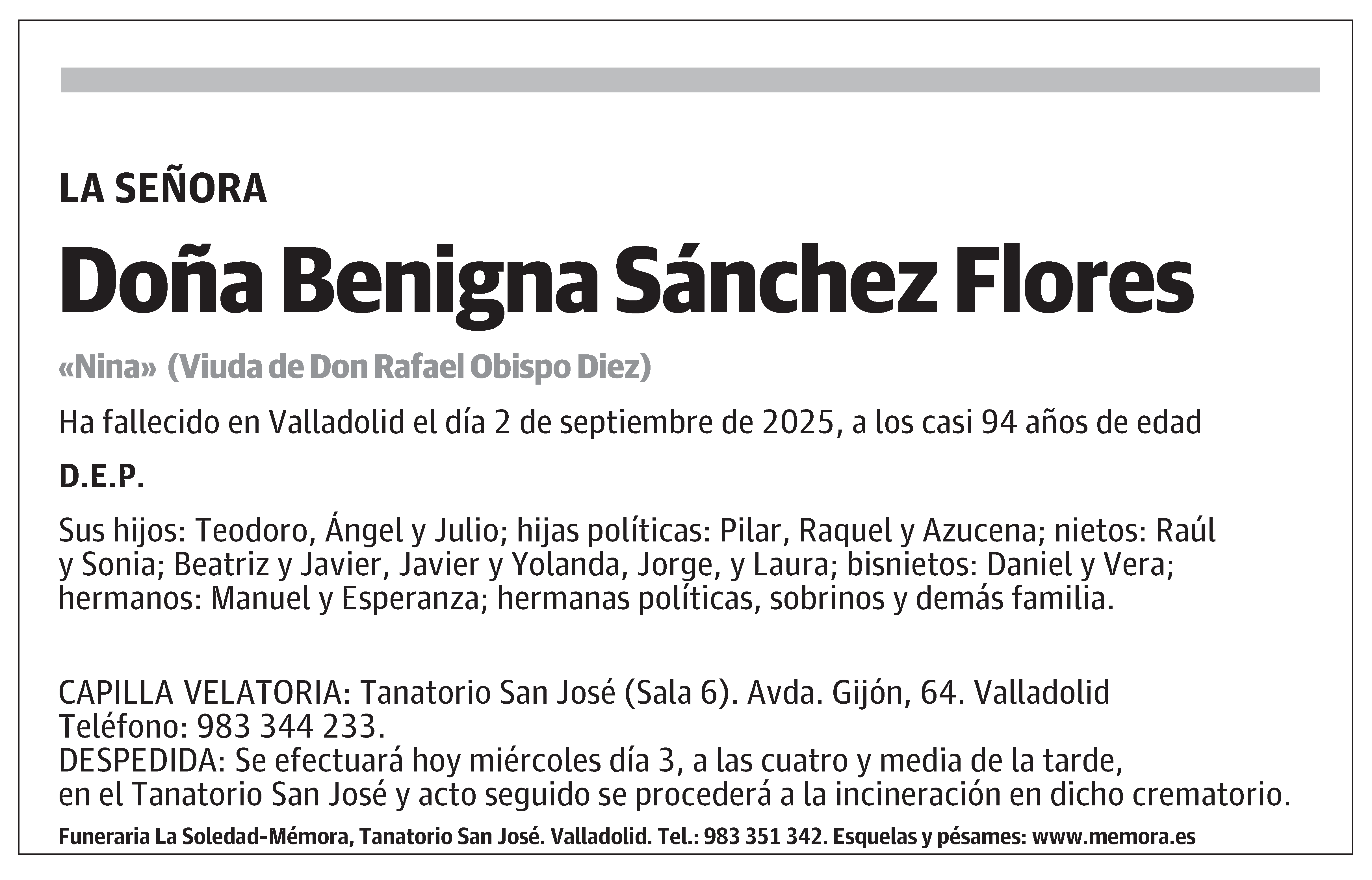 Benigna Sánchez Flores