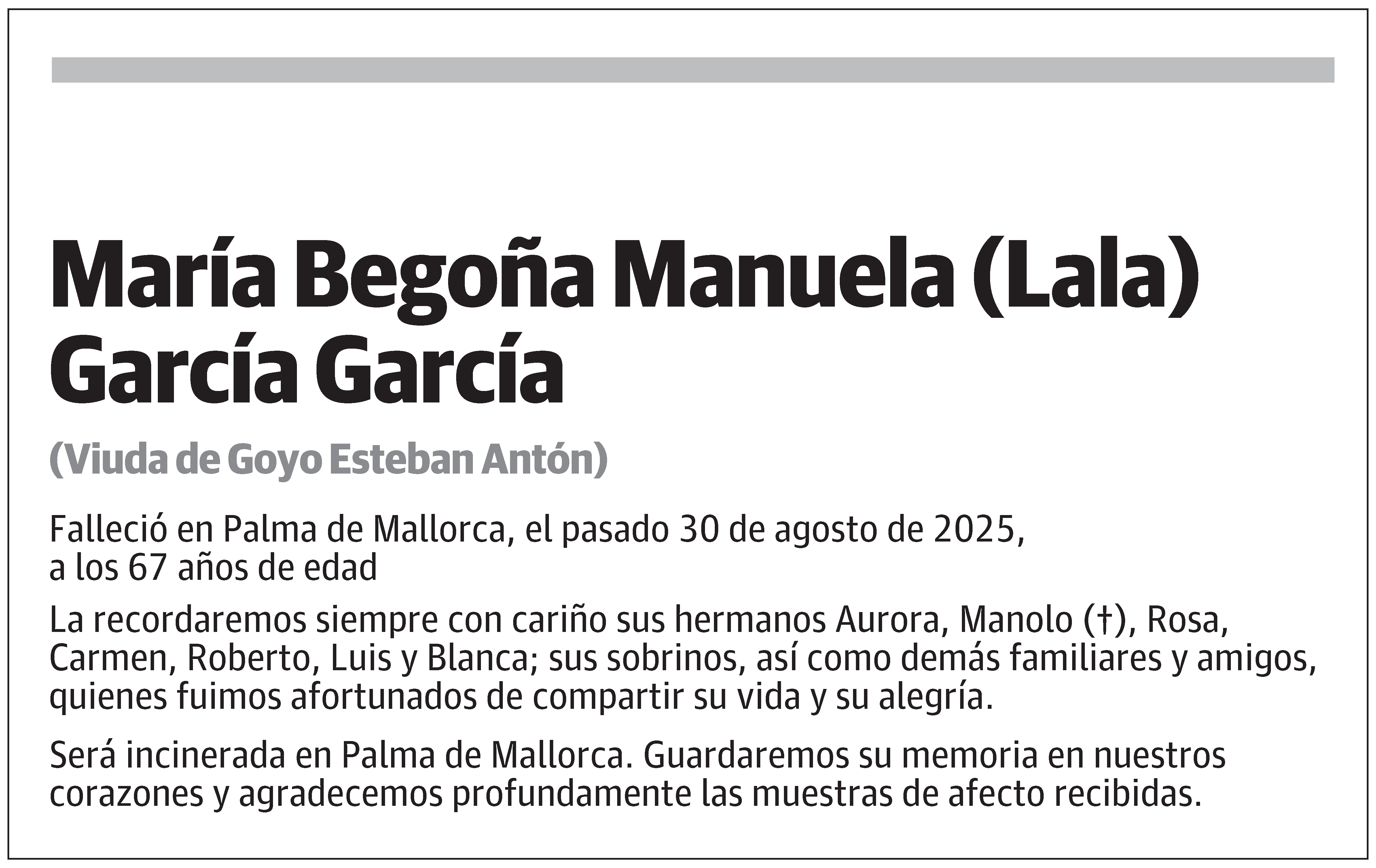 María Begoña Manuela García García