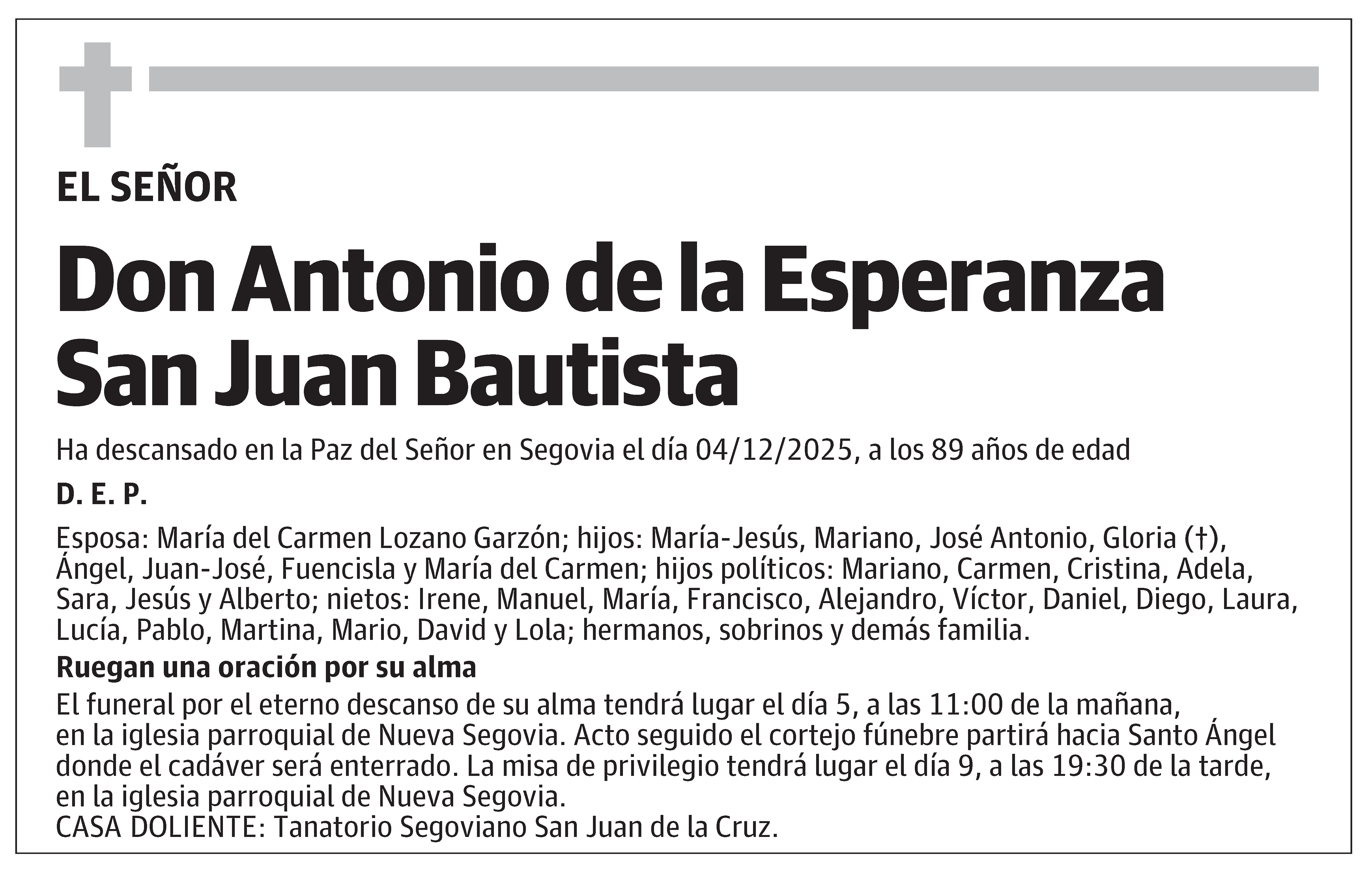 Antonio de la Esperanza San Juan Bautista