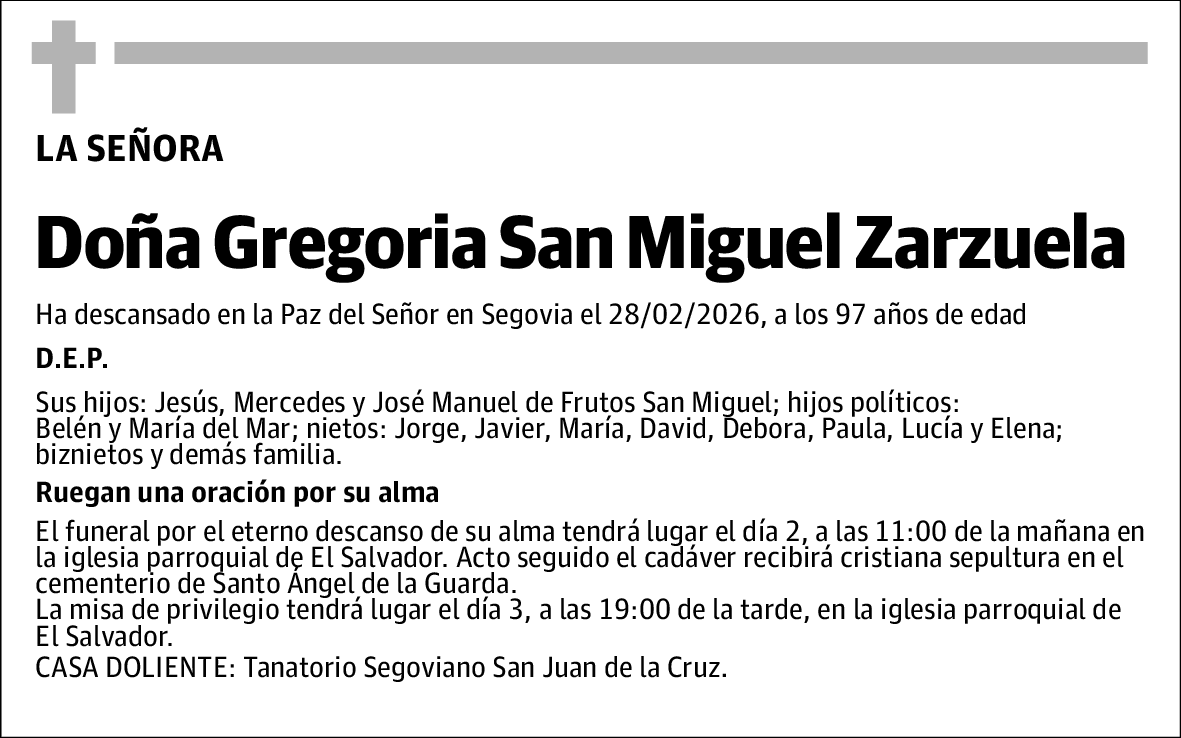 Gregoria San Miguel Zarzuela