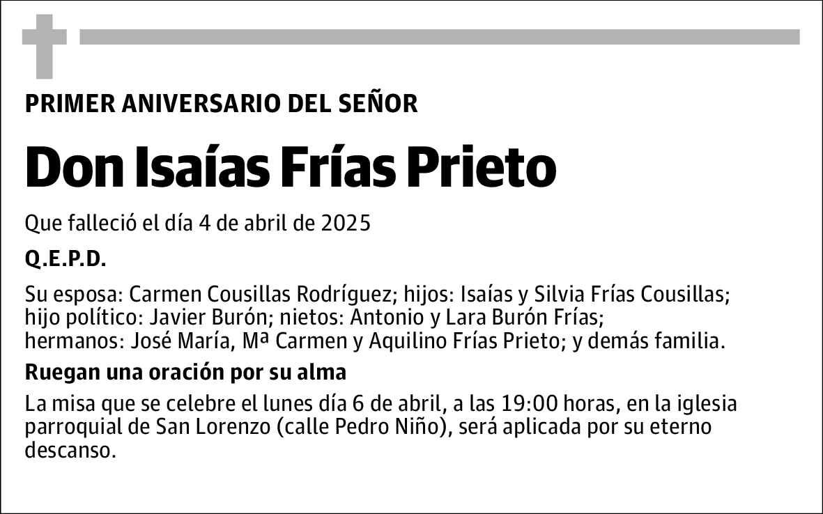 Aniversario Don Isaías Frías Prieto