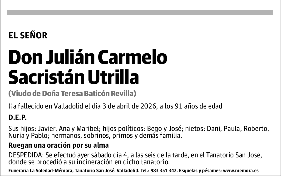Julián Carmelo Sacristán Utrilla