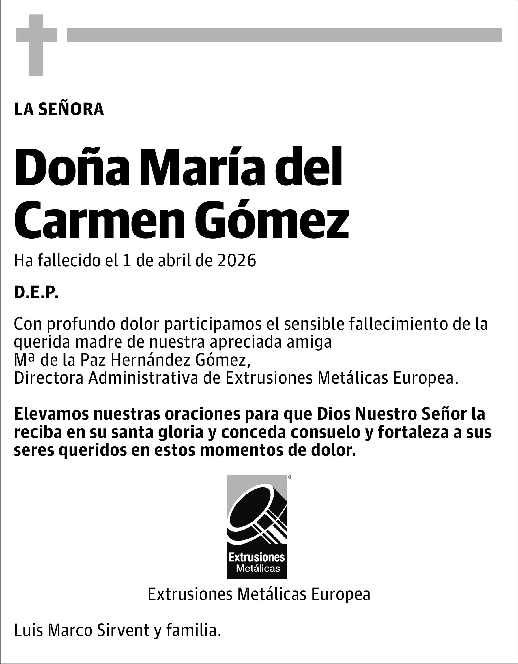 Doña María del Carmen Gómez