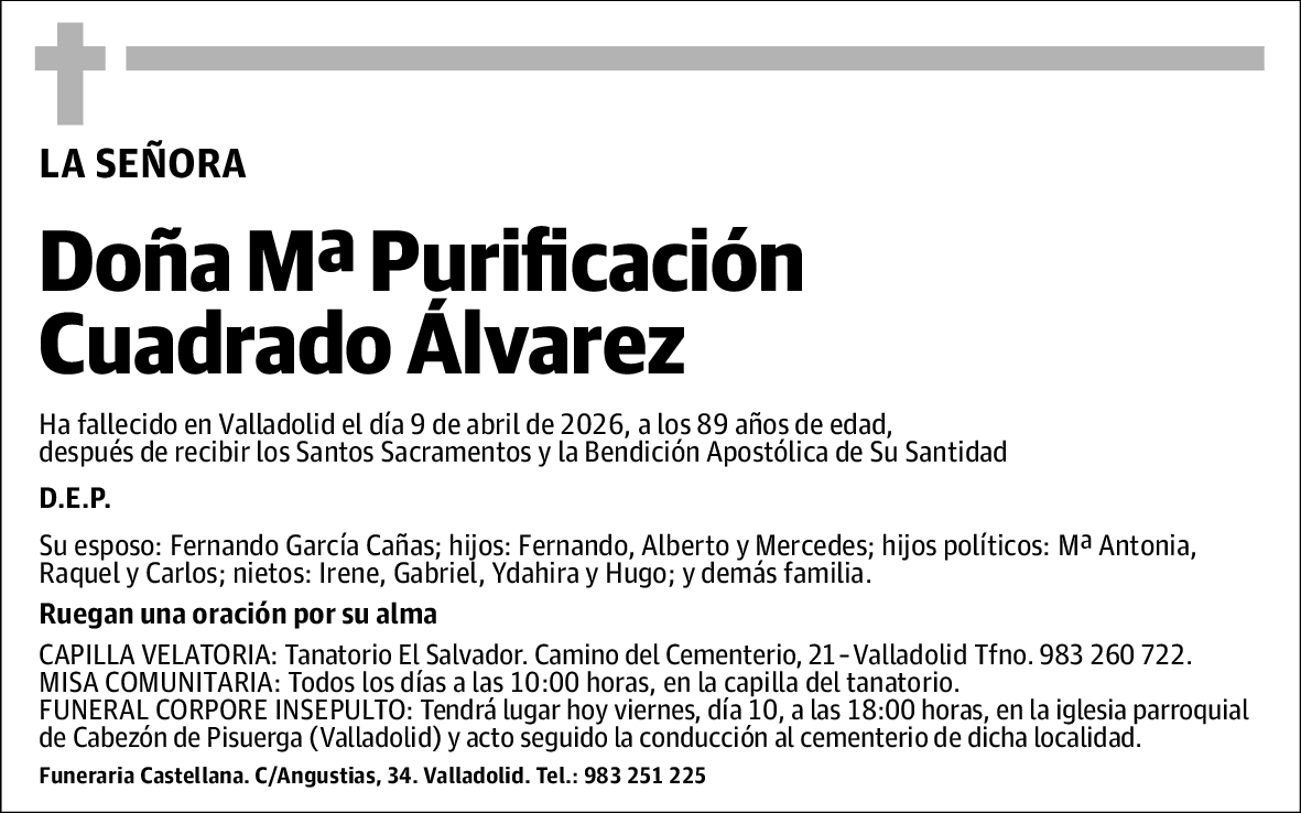 Mª Purificación Cuadrado Álvarez