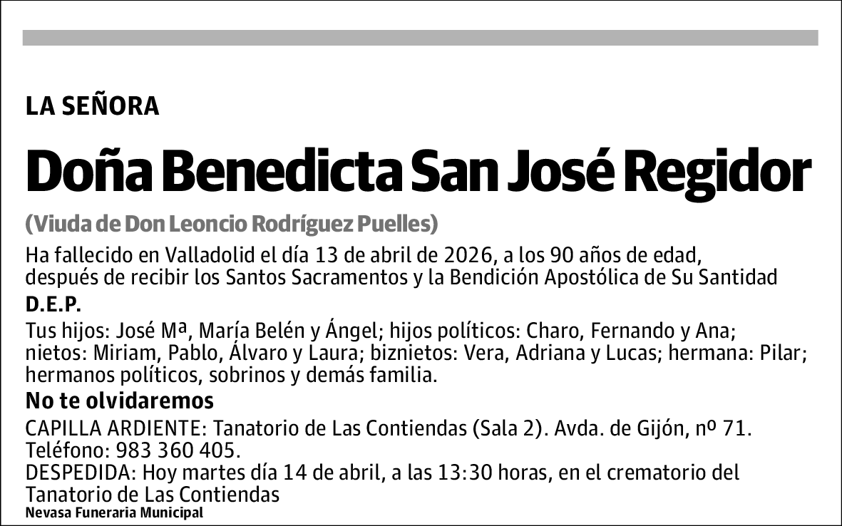 Benedicta San José Regidor