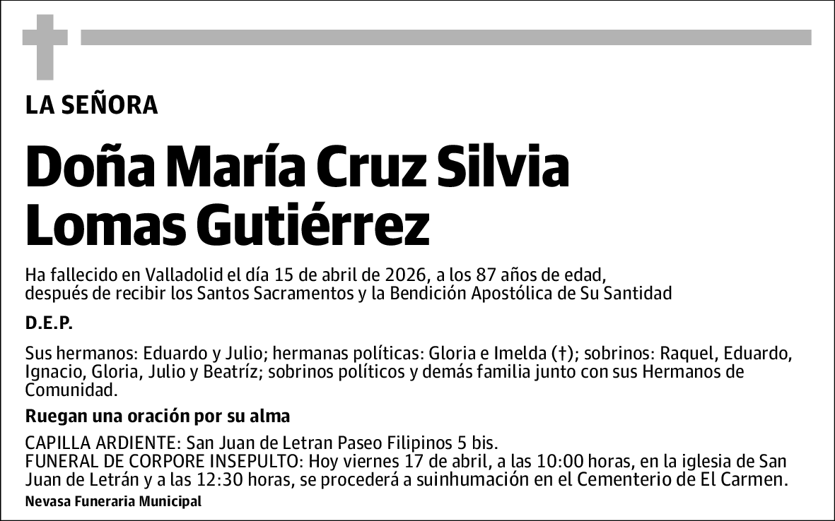 Maria Cruz Silvia Lomas Gutiérrez