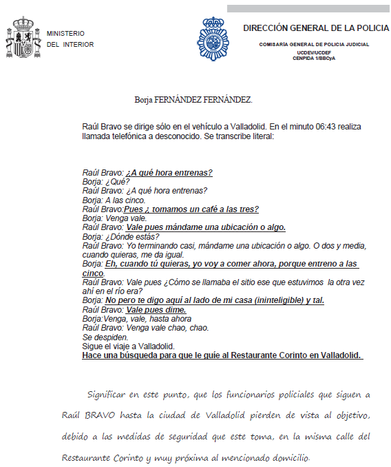 Los indicios contra Borja en la operación Oikos se basan principalmente en escuchas a Aranda