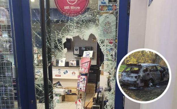 Cuatro encapuchados revientan a mazazos una tienda de informática de Arroyo