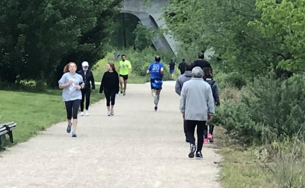 El parque lúdico de la ribera del río Pisuerga, en La Vega, lugar más transitado esta mañana en Arroyo