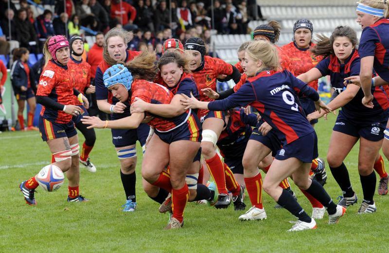 Partido de rugby femenino en Pepe Rojo entre España y Escocia (10-34)