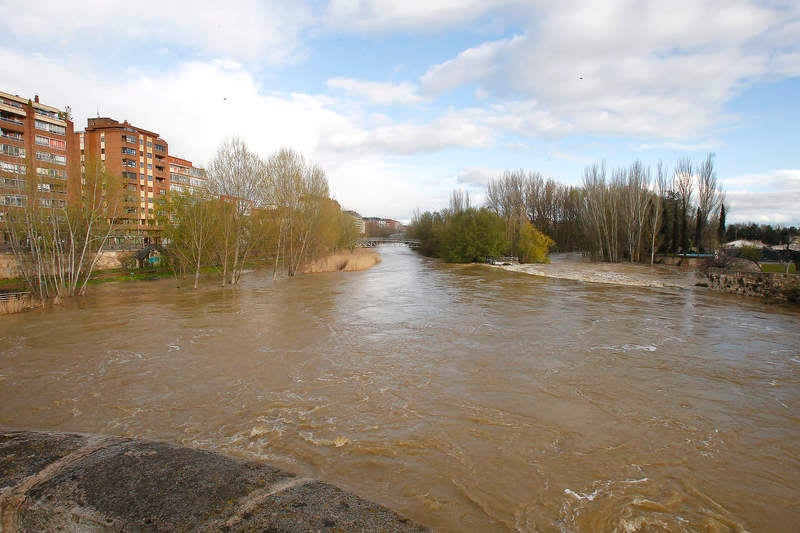 Crecida del río Carrión a su paso por la capital palentina