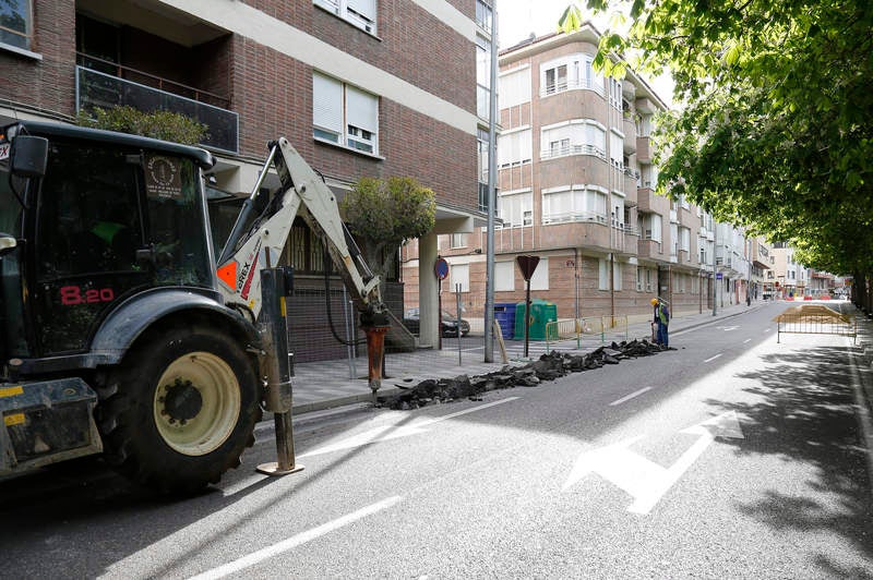 Corte de tráfico en la avenida de Castilla de Palencia por las obras del colector