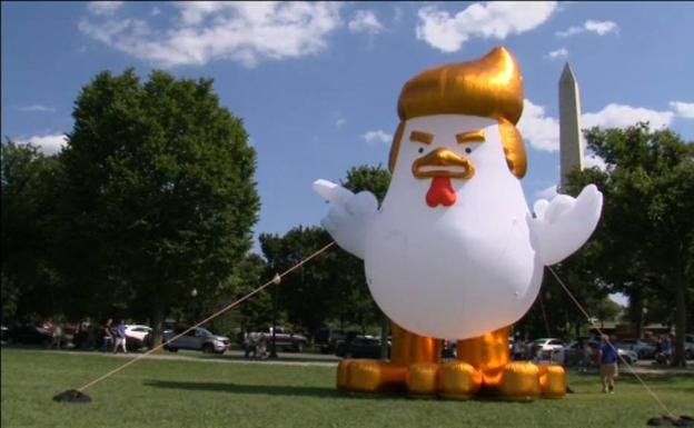 'Gallinald' Trump aparece en frente de la Casa Blanca