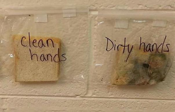 Una profesora idea un original experimento para que los niños se laven las manos