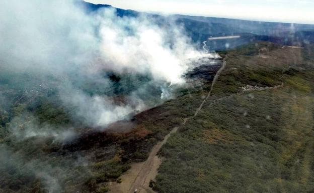 Un incendio intencionado en Barrios de Luna se encuentra activo en la provincia