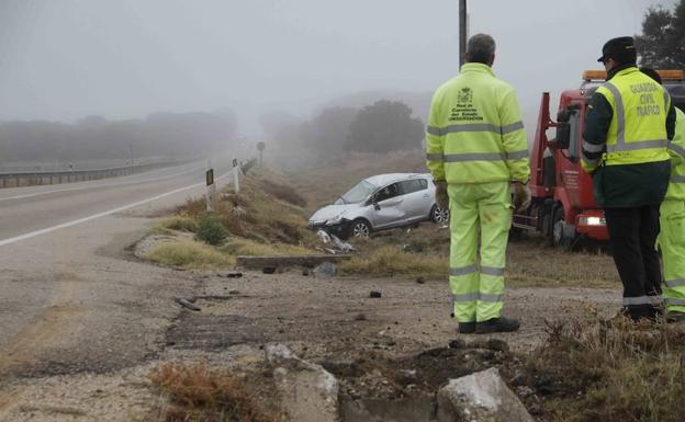 Un herido al salirse su coche en la N-122, a la altura de Quintanilla de Arriba