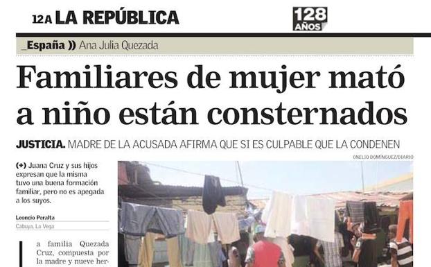 Reacciones enfrentadas de la familia de Ana Julia Quezada, en la prensa dominicana del martes