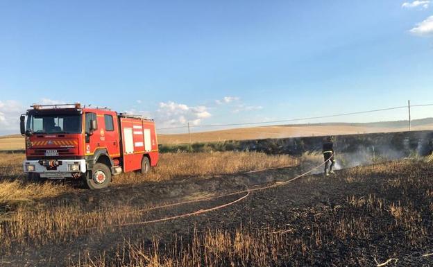 Continúa activo, pero controlado, un incendio en Gomeznarro (Medina del Campo)
