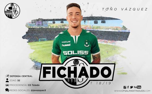 El defensa Toño Vázquez llega al CF Salmantino UDS