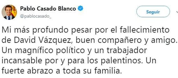 El mundo de la política muestra sus condolencias en redes por la muerte de David Vázquez