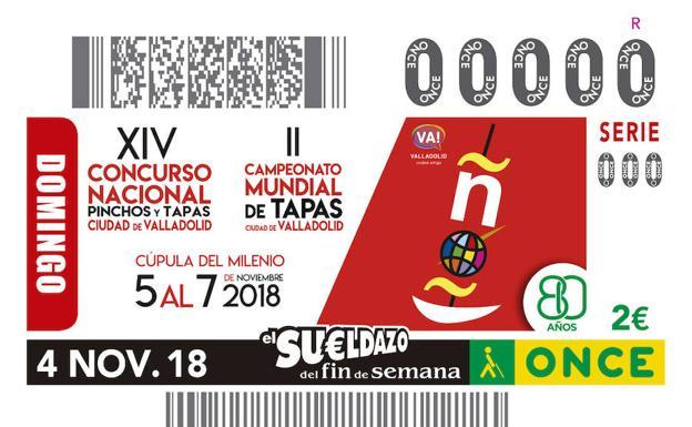 El cupón de la ONCE difunde la alta cocina en miniatura de pinchos y tapas de Valladolid