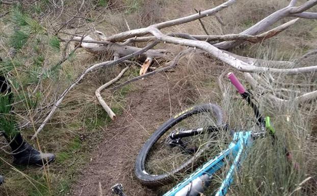 'Trampa mortal' para ciclistas y motoristas: colocan cables y troncos entre Carbonero y Bernardos