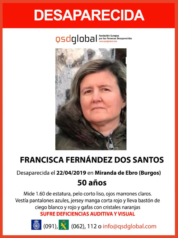 Encuentran a la mujer de 50 años con ceguera y sordera que desapareció el lunes en Miranda