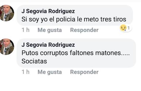 Reguera denuncia a un usuario de Facebook que dijo que «si soy yo el policía le meto tres tiros»