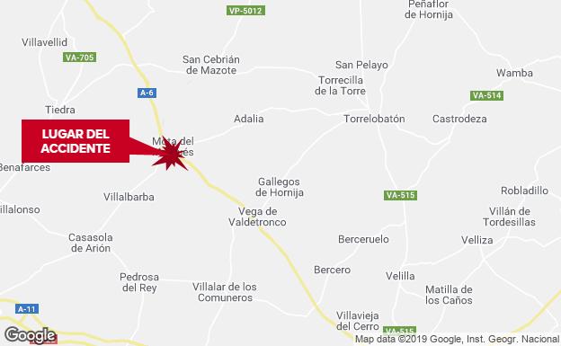 Tres septuagenarios heridos al salirse una furgoneta en la A-6 en Valladolid