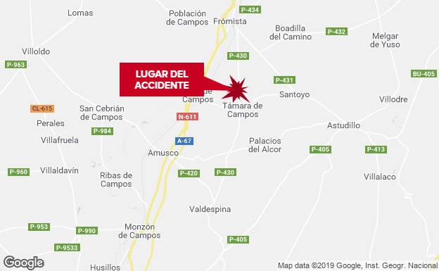 Una persona resulta herida tras salirse de la vía un vehículo en Támara de Campos
