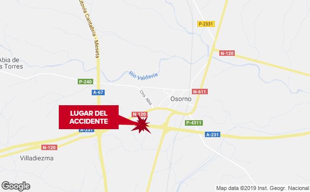 La salida de la vía de un turismo en la A-231 en Osorno causa cuatro heridos, entre ellos un niño de cuatro meses