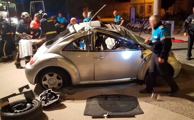 Herido un conductor novel bajo los efectos del alcohol y las drogas tras chocarse contra una farola en Burgos
