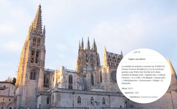 Trolean la descripción de la Catedral de Burgos en Google