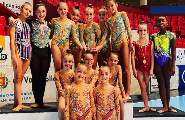 Nueva exhibición del Rítmica Salamanca en el Campeonato regional de conjuntos y Copa Individual base