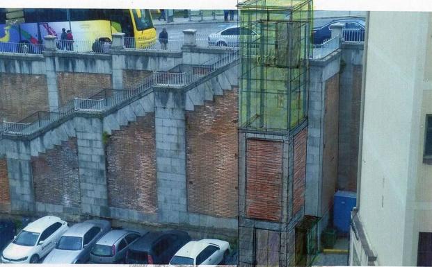 Así quedará el ascensor entre la calle Gascos y Vía Roma, que comenzará a construirse esta semana en Segovia