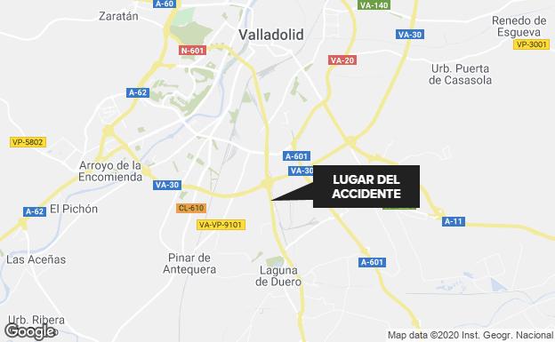 Heridos dos adultos y un menor en la colisión por alcance con tres vehículos en la carretera N-601 a su paso por Valladolid