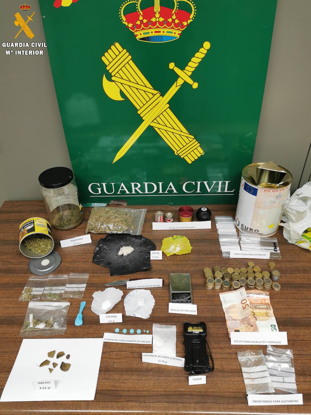 La Guardia Civil detiene a tres personas en la provincia de Palencia por tráfico de drogas