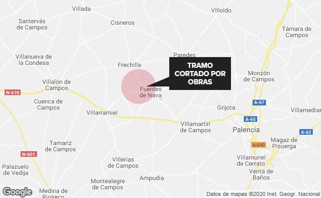 La carretera de Frechilla a Autillo de Campos estará cortada por obras a partir del próximo miércoles