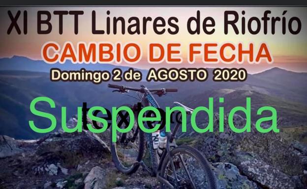 La XI BTT Linares de Riofrío del 2 de agosto suspendida