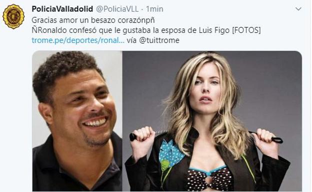 Piratean las redes de la Policía de Valladolid para recordar el gusto de Ronaldo por la mujer de Figo