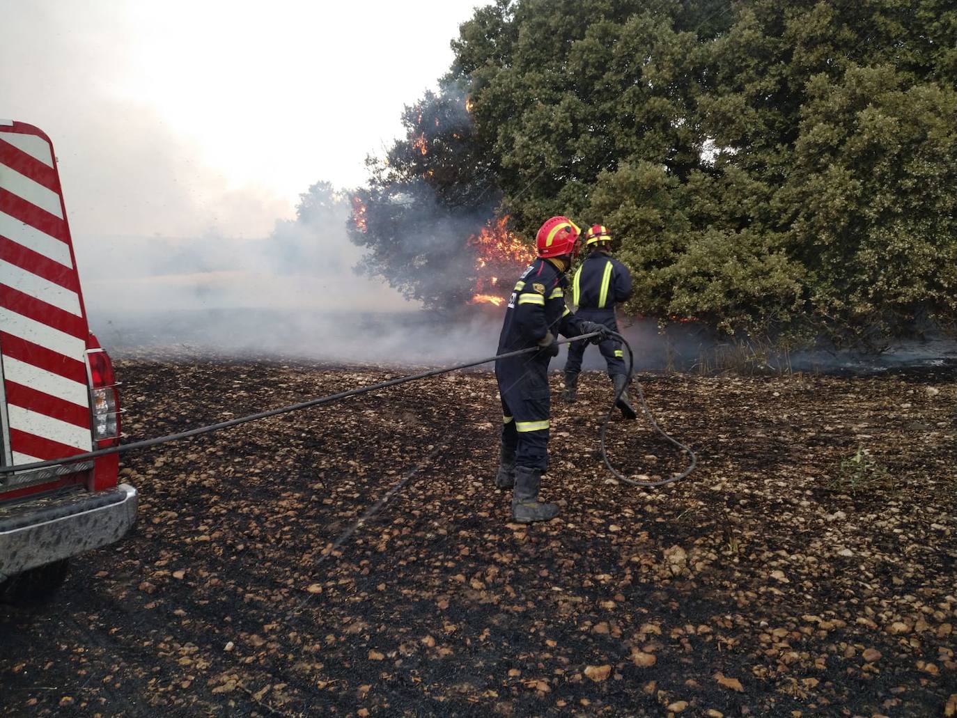 Los bomberos de Baltanás sofocan tres incendios en tres horas y media