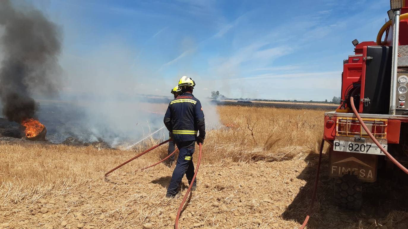 Un incendio calcina 8 hectáreas de cereal cosechado en Calzada de los Molinos