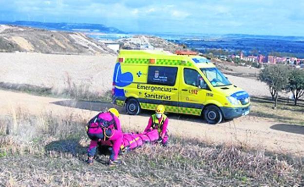 Rescatado en helicóptero un ciclista tras caerse en una zona de difícil acceso de Villamuriel de Cerrato