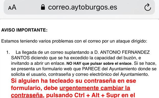 El hackeo del correo municipal, en investigación en el Ayuntamiento de Burgos